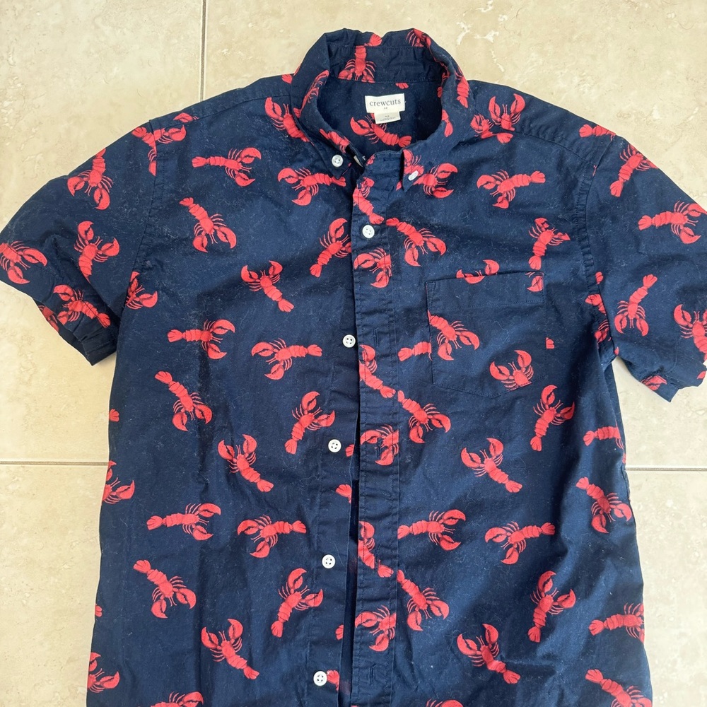Crewcuts Boys Short Sleeve Button Boys Lobster Shirt